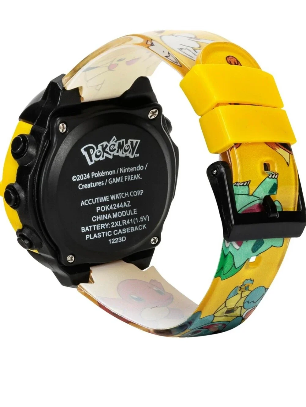 Kids Flashing LCD Watch - Yellow Charmander & Pikachu Design